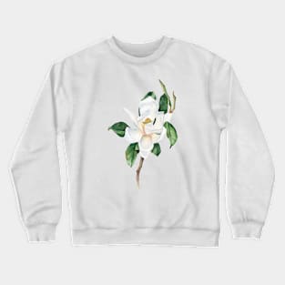 Watercolor white magnolia painting. Crewneck Sweatshirt